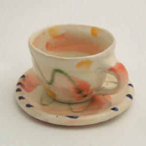 18. Stoneware teacup, 1993, H. 7.5cm and saucer W. 17cm.
